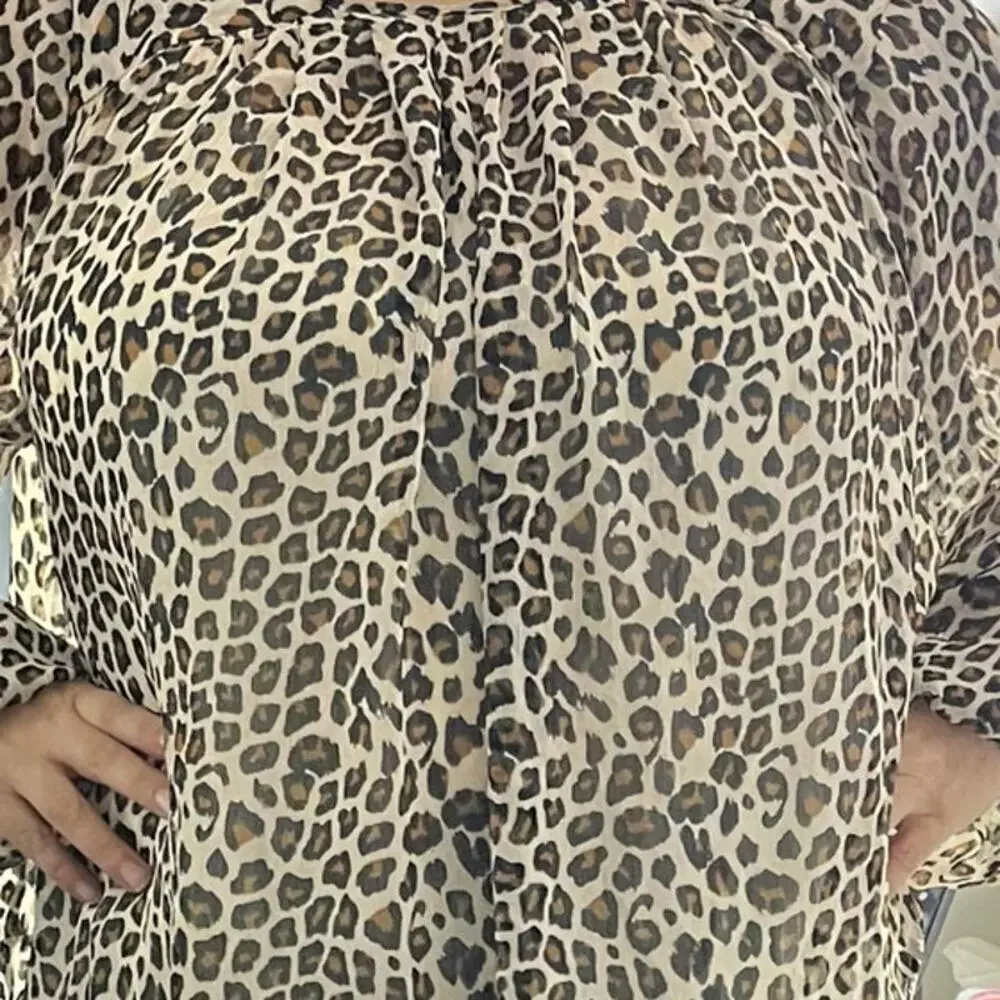 Maeve Leopard Print Pheasant Blouse Size 1X